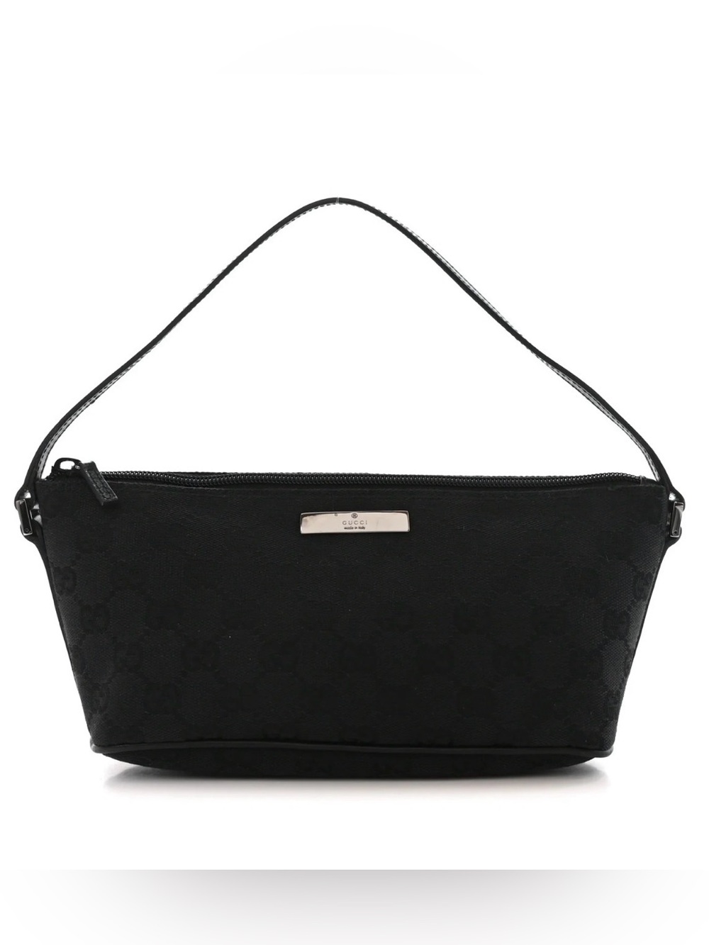 Gucci GG Canvas Boat Bag / Vintage / Pochette / Black GG Canvas